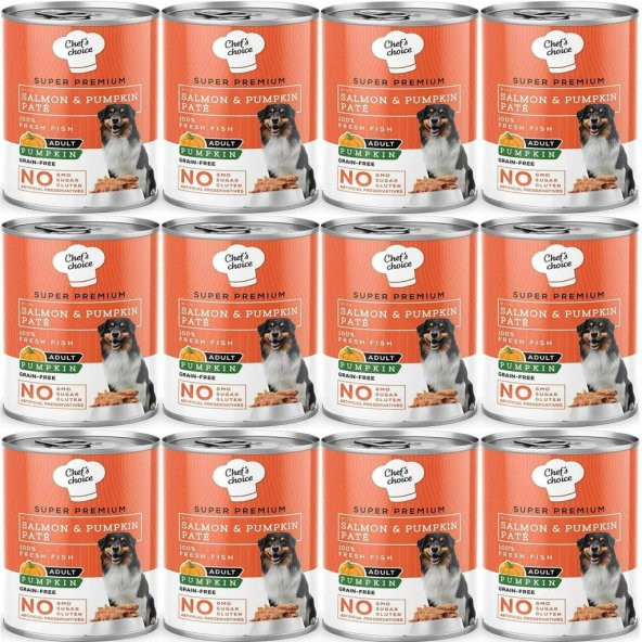 ChefsChoice Balkabaklı Somonlu Ezme Köpek Konservesi 400Gr*12 Adet