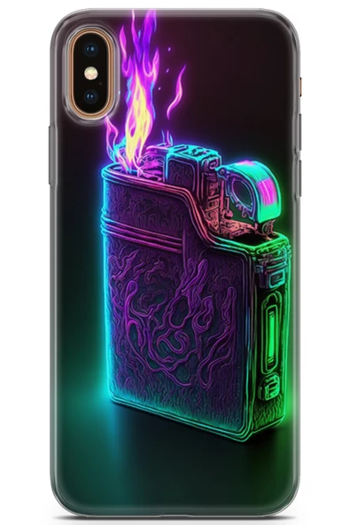 Apple iPhone XS Max Uyumlu Kılıf Milano 26 Neon Çakmak Soft Kapak Yeşil