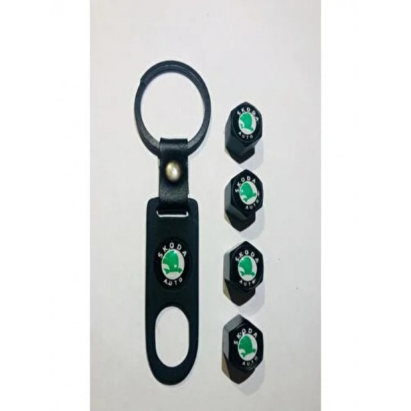 SKODA LOGOLU METAL ANAHTARLIK VE LOGOLU SİBOP KAPAKLARI - Resim 2