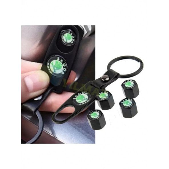 SKODA LOGOLU METAL ANAHTARLIK VE LOGOLU SİBOP KAPAKLARI - Resim 3