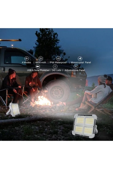 Ucuz Geldi Seyyar Solar Led Projektör Cata 200w Güneş Enerjili Portatif Led Işık Taşınabilir Sokak Aydınlatması - 7