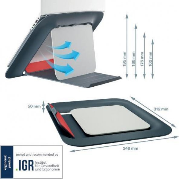 Leitz Ergo Cosy Ayarlanabilir Laptop Standı Gri - KOD:64260089 - 5