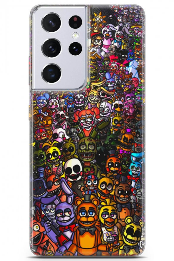 Samsung Galaxy S21 Ultra Uyumlu Kılıf Opus 19 Five Nights at Freddys Tam Koruma Kılıf Rainbow