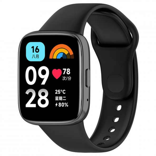 KNY Xiaomi Redmi Watch 3 Active İçin Renkli Klasik Silikon Kayış-Kordon Siyah