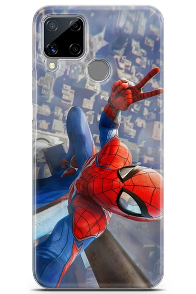 Realme C15 Uyumlu Kılıf Opus 21 Spiderman Tablo Darbe Önleyici Kapak Sunset