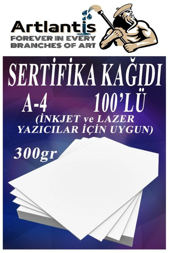 A4 Sertifika Kağıdı Kalın 100 Adet Gramajlı Fotokopi Kağıdı 300 gr Tüm Yazıcılara Uyumlu 21x29.7 cm Kalın Baskı Kağıdı