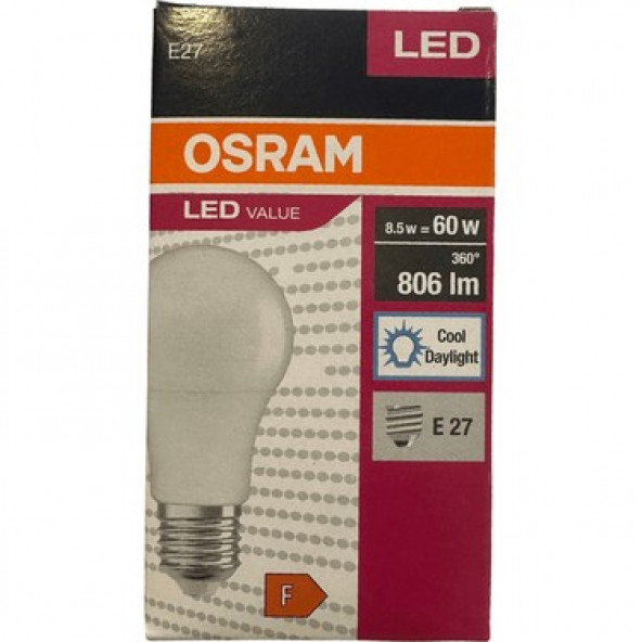 Osram Led Value 8.5w (60W) Led Ampul Beyaz Işık E27 Normal Duylu 806 Lümen osmarled