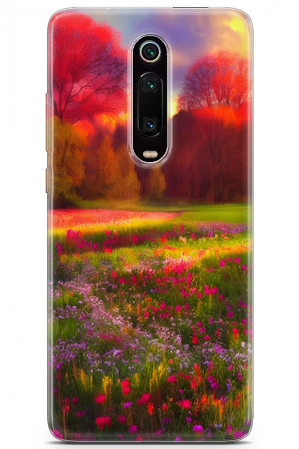 Xiaomi Mi 9T Uyumlu Kılıf Opus 15 Kır Çiçekleri Kalın Silikon Nature