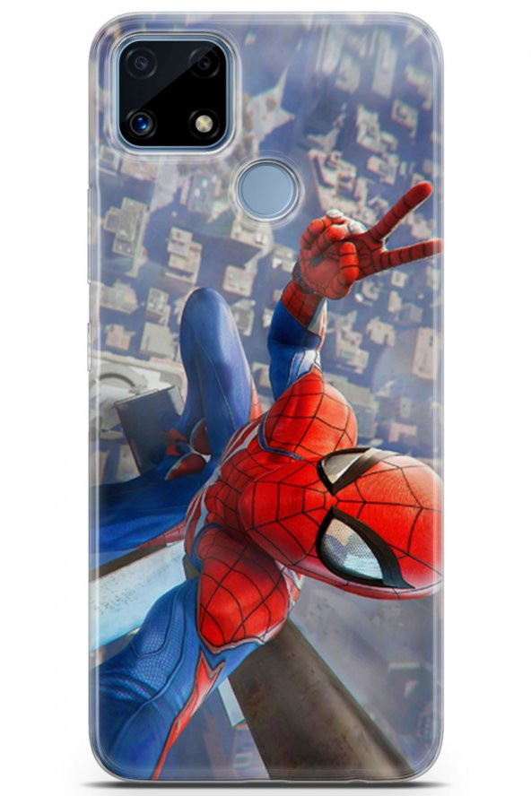 Realme C25 Uyumlu Kılıf Opus 21 Spiderman Tablo Darbe Önleyici Kapak Sunset