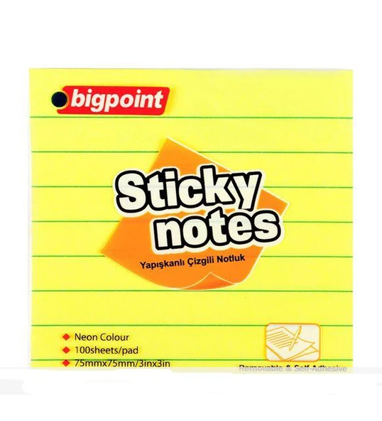 BIGPOINT YAPISKANLI KAGIT 75X75 CIZGILI SARI (810) ürün görseli