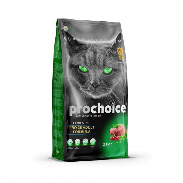 Prochoice Cat Pro 36 Yetişkin Kuzulu Pirinçli Kedi Maması 2 Kg