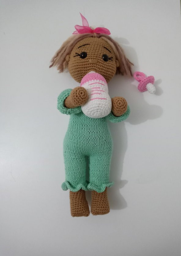 Esmer Masum Bebek Uyku Arkadaşı Amigurumi Organik Oyuncak - 2