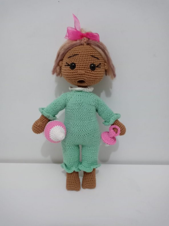 Esmer Masum Bebek Uyku Arkadaşı Amigurumi Organik Oyuncak - 5