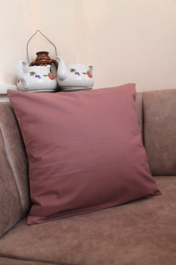 Koyu Gül Kurusu Premium 100 Pamuklu Fermuarsız Kırlent Kılıfı 43x43cm - 2