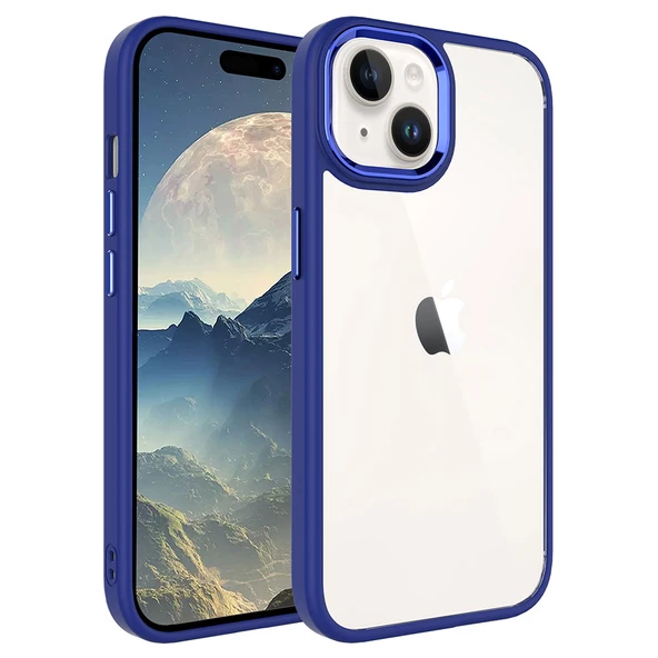 iPhone 15 Kılıf Krom Renkli Silikon Kenarlı Kapak Kılıf - Resim 4