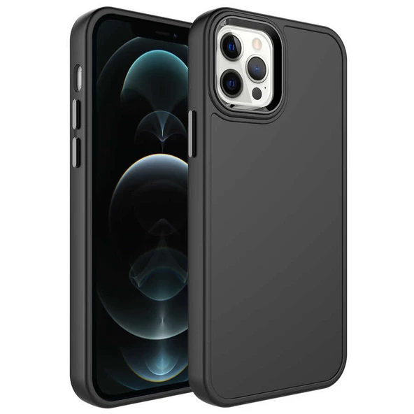 iPhone 14 Pro Max Kılıf Metal Çerçeve Tasarımlı Sert Botox Kapak - 3