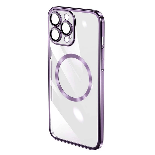 iPhone 14 Pro Max Kılıf Wireless Şarj Özellikli Sert PC Riksos Magsafe Kapak T24389 - 11