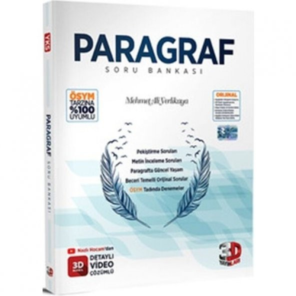 3D Yayınları Yks Paragraf Tamamı Çöümlü Soru Bankası - Mehmet Ali Yerlikaya 0922