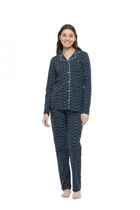Mod Collection 3959 Kadın Boydan Düğmeli Pijama Takımı