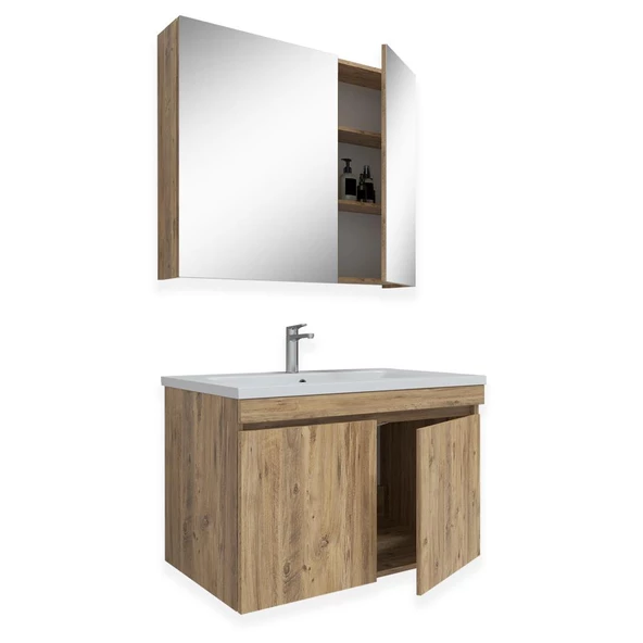 Teta Home Tokyo 80 CM Mdf Banyo Dolabı Seti  Atlantik Çam - 2