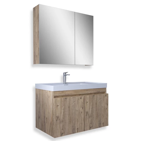 Teta Home Tokyo Atlantik Çam 80 cm MDF Banyo Dolabı Seti