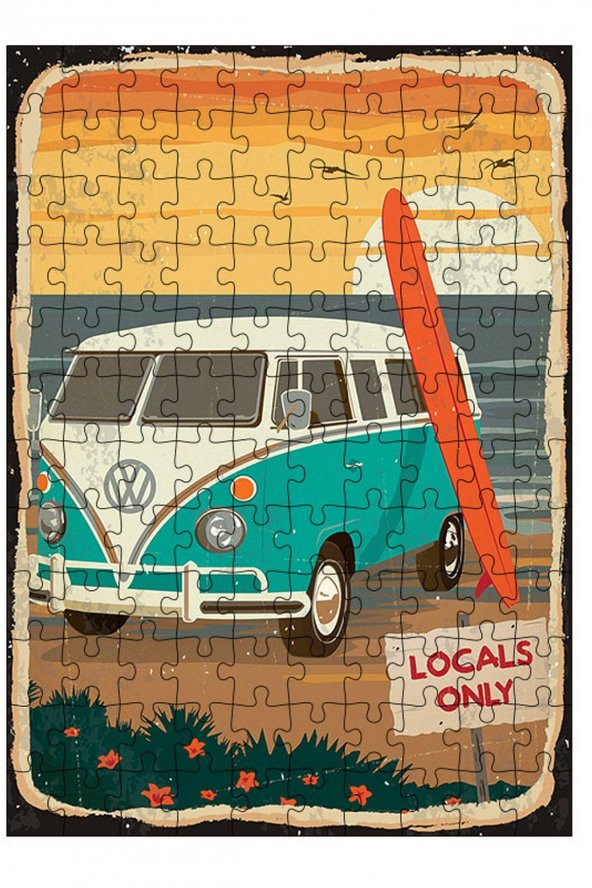 Bedeko Ahşap Mdf Puzzle 120 Parça 25 cm x 35 cm Yapboz Volkswagen Van Tatili