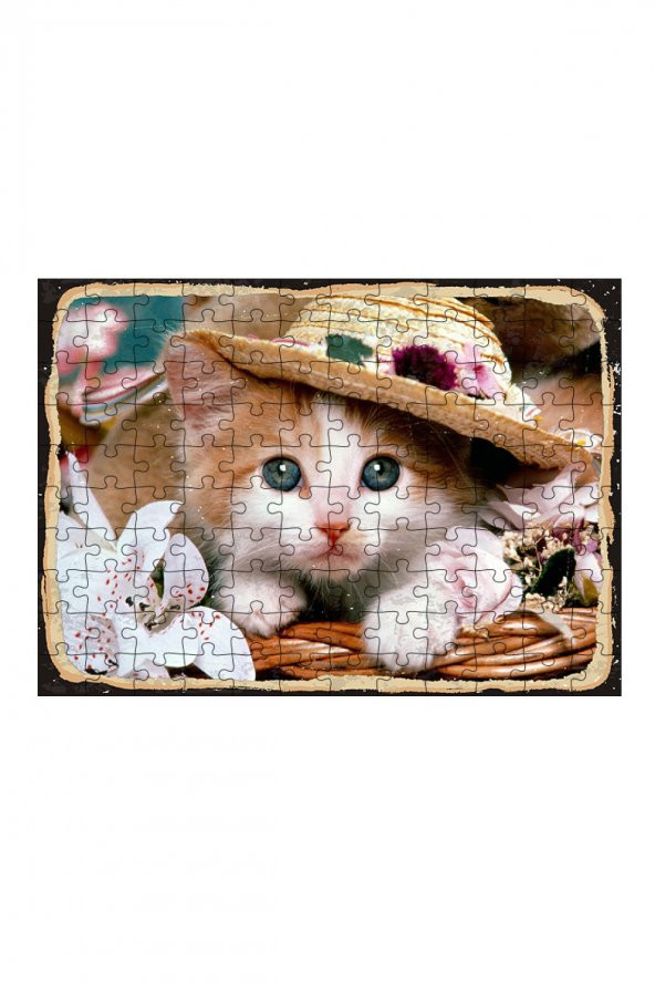 Bedeko Ahşap Mdf Puzzle 120 Parça 25 cm x 35 cm Yapboz Yavru kedicik