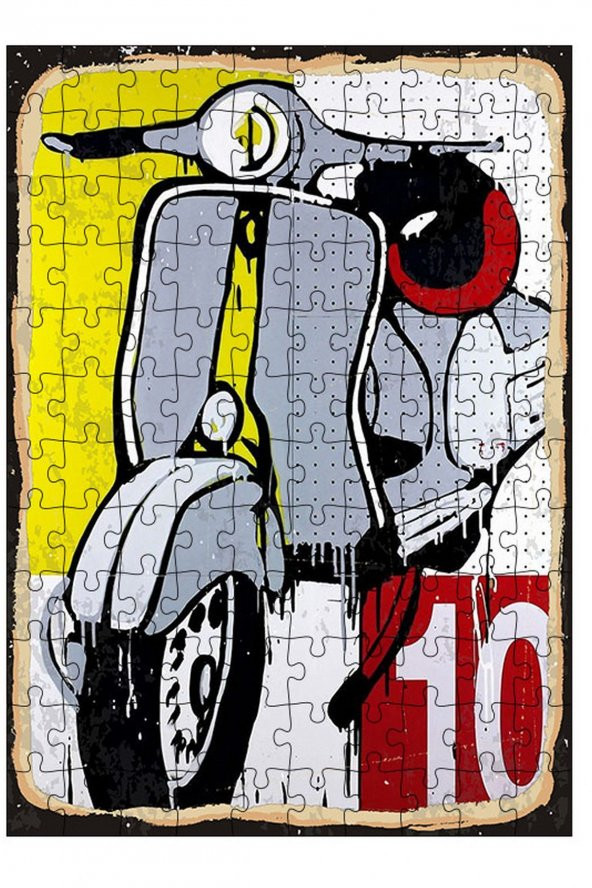 Bedeko Ahşap Mdf Puzzle 120 Parça 25 cm x 35 cm Yapboz Yarışçı Vespa Motosiklet