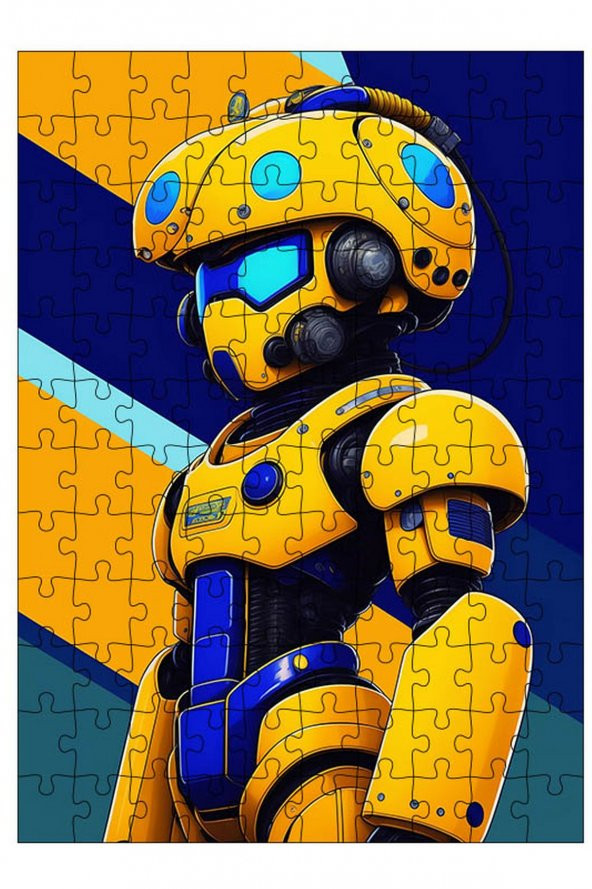 Bedeko Ahşap Mdf Puzzle 120 Parça 25 cm x 35 cm Yapboz Sarı Robot