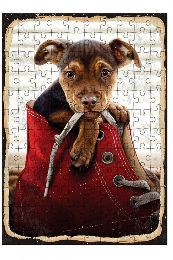 Bedeko Ahşap Mdf Puzzle 120 Parça 25 cm x 35 cm Yapboz Converse İçinde Yavru Köpek
