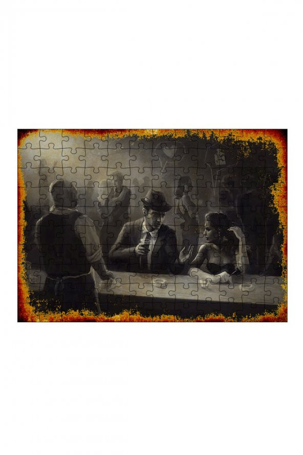 Bedeko Ahşap Mdf Puzzle 120 Parça 25 cm x 35 cm Yapboz Bar Ve Aşk