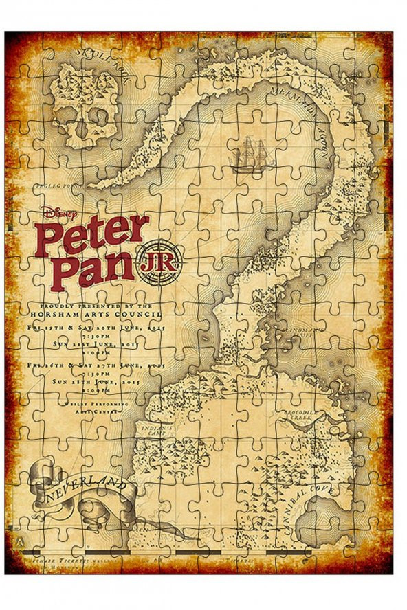 Bedeko Ahşap Mdf Puzzle 120 Parça 25 cm x 35 cm Yapboz Peter Pan Harita