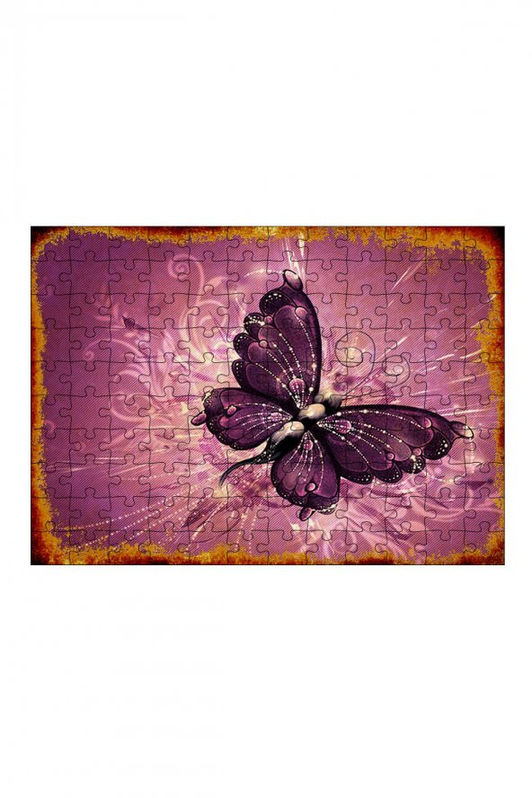 Bedeko Ahşap Mdf Puzzle 120 Parça 25 cm x 35 cm Yapboz Mor Kelebek