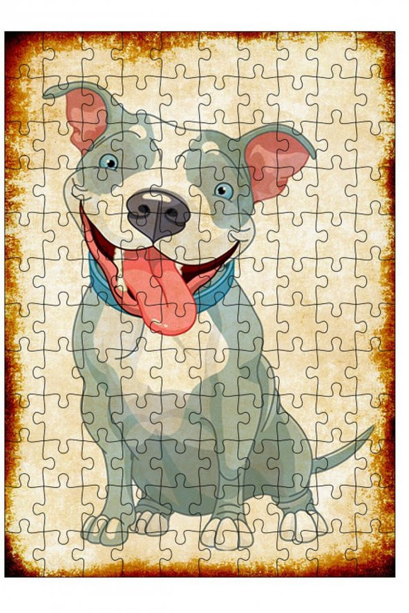 Bedeko Ahşap Mdf Puzzle 120 Parça 25 cm x 35 cm Yapboz Sevimli Pitbull