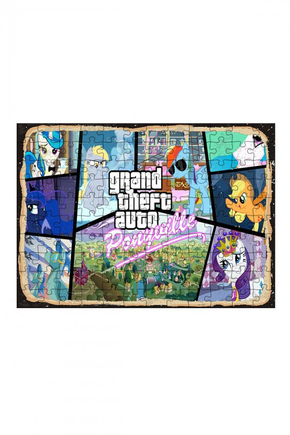 Bedeko Ahşap Mdf Puzzle 120 Parça 25 cm x 35 cm Yapboz GTA Ponyville