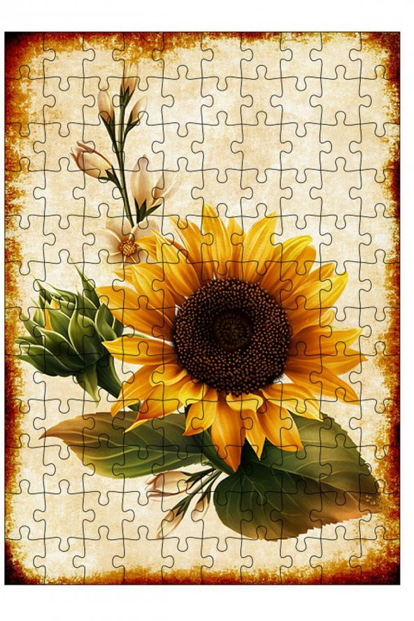 Bedeko Ahşap Mdf Puzzle 120 Parça 25 cm x 35 cm Yapboz Sarı Ayçiçeği