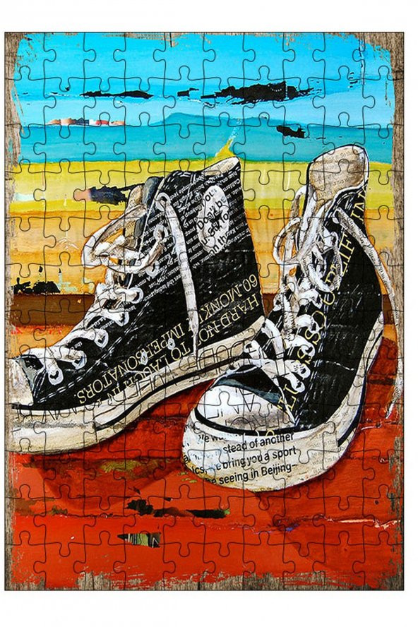Bedeko Ahşap Mdf Puzzle 120 Parça 25 cm x 35 cm Yapboz Converse Ayakkabılar
