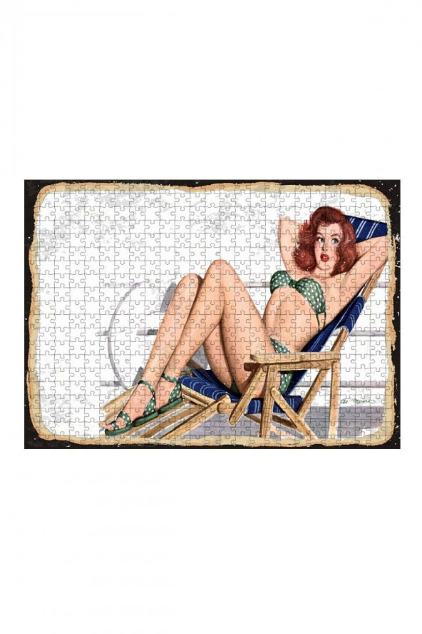 Bedeko Ahşap Mdf Puzzle Yapboz Güneşlenen kadın 500 Parça 50 cm X 70 Cm