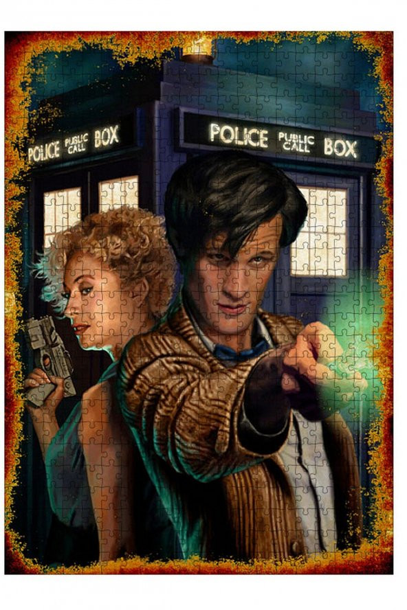 Bedeko Ahşap Mdf Puzzle Yapboz Doctor Who Ve Police Box 500 Parça 50 cm X 70 Cm