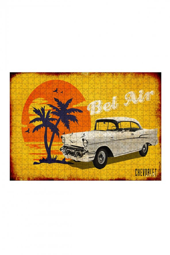 Bedeko Ahşap Mdf Puzzle Yapboz Chevrolet klasik araba 500 Parça 50 cm X 70 Cm