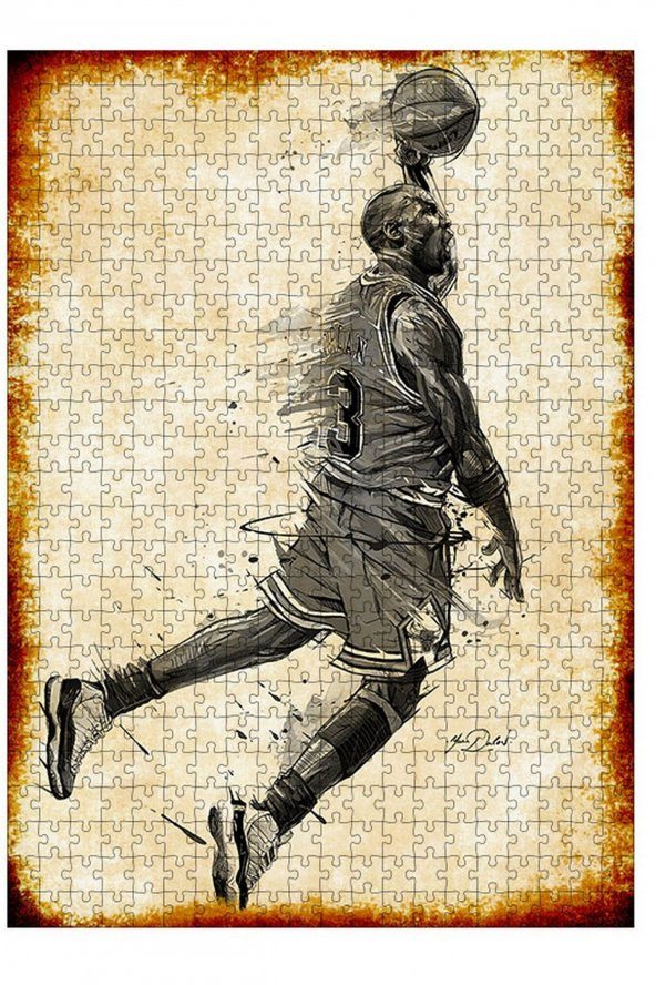 Bedeko Ahşap Mdf Puzzle Yapboz Michael Jordan Siyah Beyaz 500 Parça 50 cm X 70 Cm