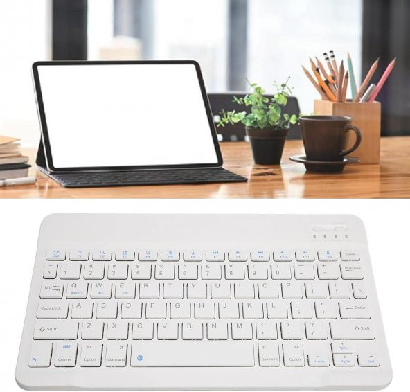 Valkyrie BL30 Bluetooth 10 inç Ios Windows Android Uyumlu Kablosuz Klavye - Türkçe - Şarjlı - Sessiz - Multimedia - Ultra İnce Beyaz - 3