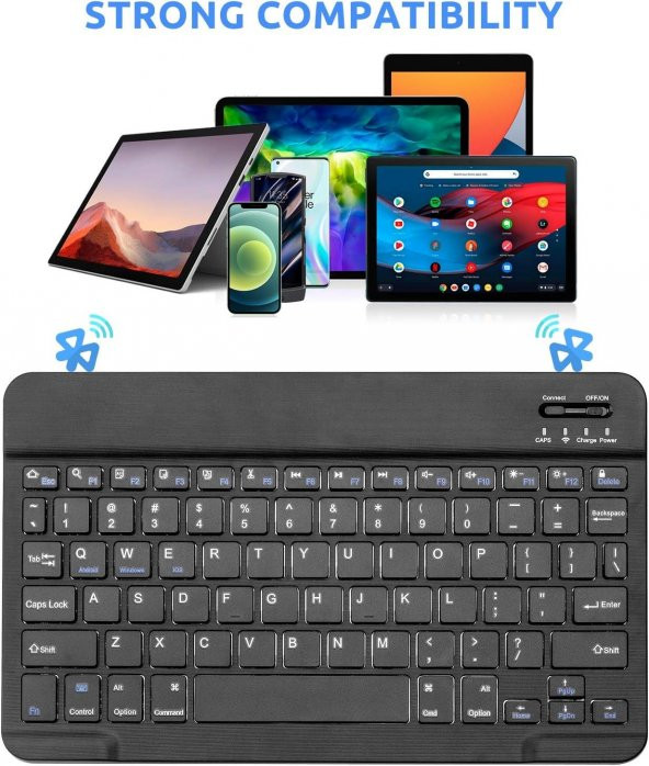 Valkyrie BL30 Bluetooth 10 inç Ios Windows Android Uyumlu Kablosuz Klavye - Türkçe - Şarjlı - Sessiz - Multimedia - Ultra İnce Siyah - 2