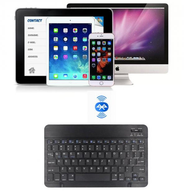 Valkyrie BL30 Bluetooth 10 inç Ios Windows Android Uyumlu Kablosuz Klavye - Türkçe - Şarjlı - Sessiz - Multimedia - Ultra İnce Siyah - 3