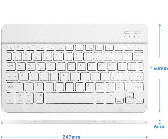Valkyrie BL30 Bluetooth 10 inç Ios Windows Android Uyumlu Kablosuz Klavye - Türkçe - Şarjlı - Sessiz - Multimedia - Ultra İnce Beyaz - 6
