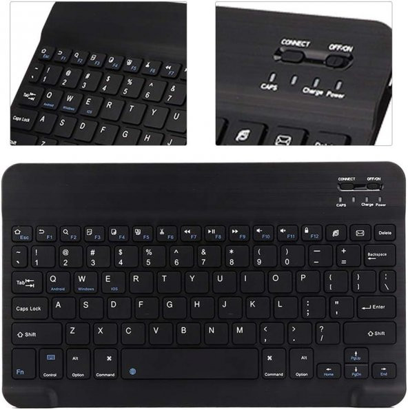 Valkyrie BL30 Bluetooth 10 inç Ios Windows Android Uyumlu Kablosuz Klavye - Türkçe - Şarjlı - Sessiz - Multimedia - Ultra İnce Siyah - 4