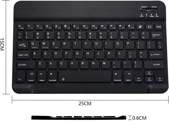Valkyrie BL30 Bluetooth 10 inç Ios Windows Android Uyumlu Kablosuz Klavye - Türkçe - Şarjlı - Sessiz - Multimedia - Ultra İnce Siyah - 5