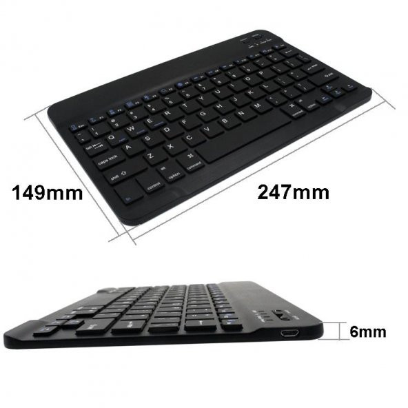 Valkyrie BL30 Bluetooth 10 inç Ios Windows Android Uyumlu Kablosuz Klavye - Türkçe - Şarjlı - Sessiz - Multimedia - Ultra İnce Siyah - 9