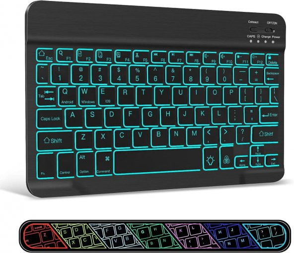 Valkyrie BL30 7 Renk Bluetooth Kablosuz Türkçe Klavye - Android ios Windows Uyumlu - Şarjlı - 10 inç - Multimedia - Ultra İnce Tasarım - 5