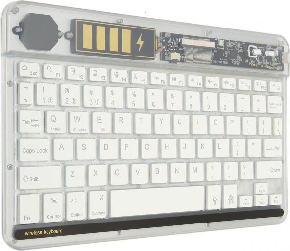 Valkyrie RGB bkz-30 7 Renk Bluetooth Şeffaf Türkçe Klavye - Android ios Windows Uyumlu - Şarjlı - 10 inç - Multimedia - Ultra İnce Tasarım bkz30 - 3